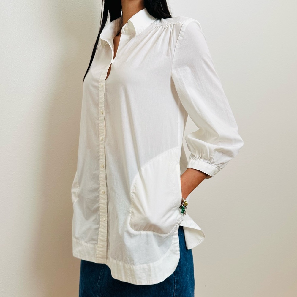Lilly Pulitzer Lilly Pulitzer Blouse Shirt White Button Front 3/4 Sleeve Poplin